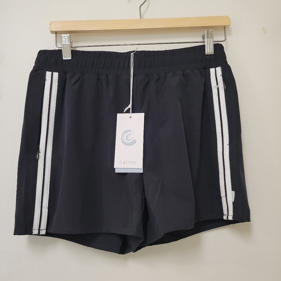 JOHNNY Was Calme Black Retro Striped  Elements Running Shorts Med - Picture 1 of 9